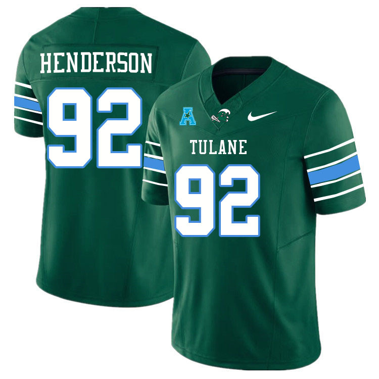 Tulane Green Wave #92 Gerrod Henderson College Football Jerseys Stitched Sale-Green